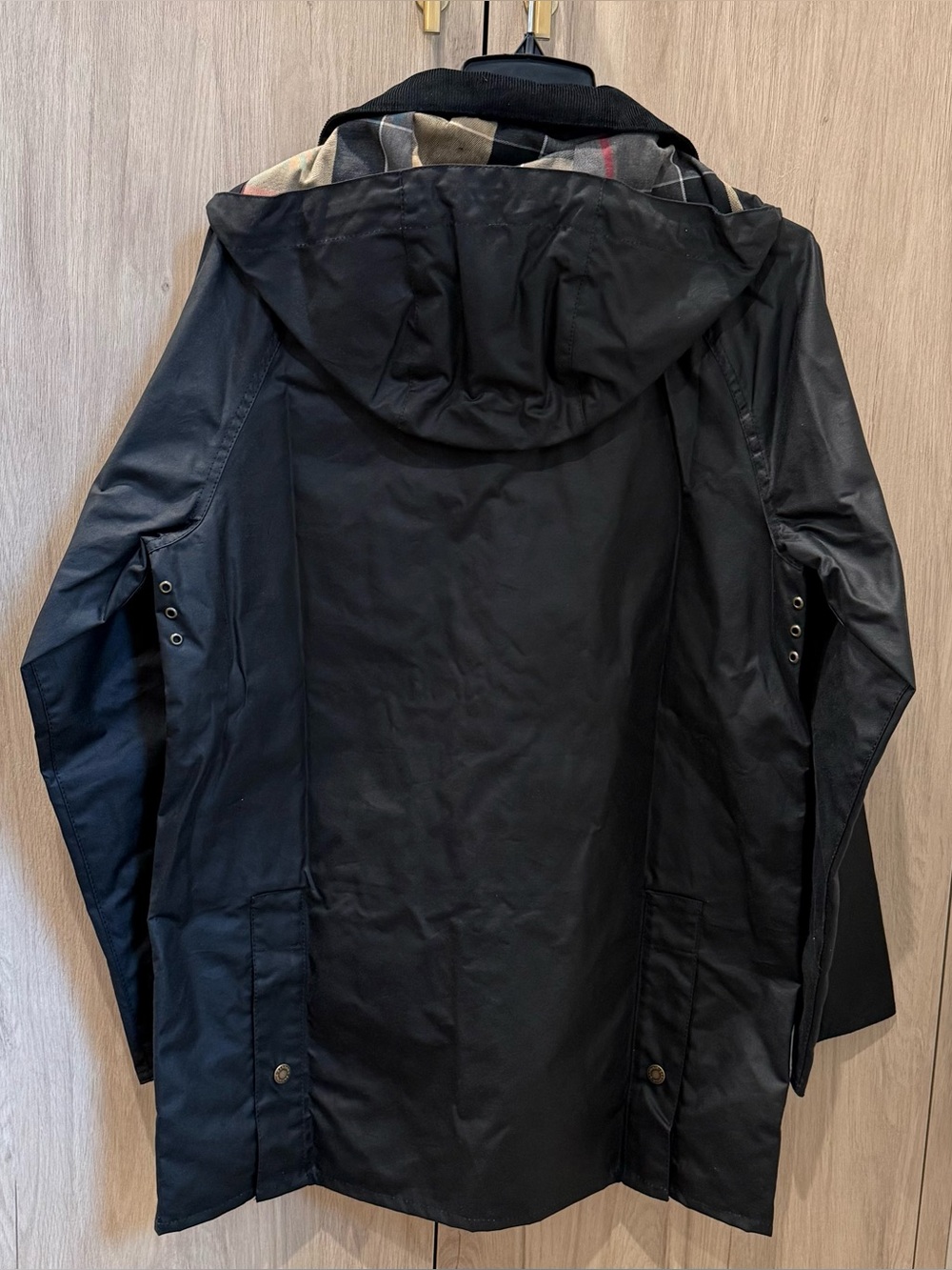 NWTs Barbour Women’s Highclere Hooded Waxed Jacket. Navy. Size 6 US - Picture 2 of 14